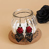 Alloy Rose Lace Ribbon Dangle Earrings FS-WGCF5EC-02-1