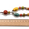 Ethnic Style Alloy & Porcelain Ceramic Beads Round Pendant Tassel Y Necklaces NJEW-D308-01A-3