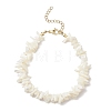 Natural White Mother of Pearl Shell Chip Bead Bracelets for Couple Friendship BJEW-JB11533-02-2