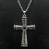 Platinum Alloy Rhinestone Cross Pendant Necklaces LS-NX3454-7-1