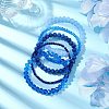 5Pcs 5 Styles Faceted Round Glass Beaded Stretch Bracelet Sets BJEW-JB10423-04-2