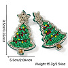 Christmas Tree with Star Handmade Glass Seed Beads Dangle Stud Earrings HU0349-1-2