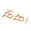Brass Micro Pave Clear Cubic Zirconia Peg Bails Toggle Clasps KK-S354-291-NF-3