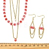 Rondelle 304 Stainless Steel & Glass Beaded Layered Necklace and Earring Set Set for Women SJEW-JS01384-02-5