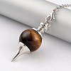 Natural Tiger Eye Sphere Dowsing Pendulums X-BJEW-E292-A09-4