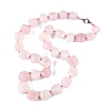 Natural Rose Quartz Nuggets Beaded Necklaces for Women Men NJEW-K388-01A-4