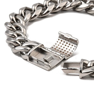 304 Stainless Steel Cuban Link Chain Bracelet NJEW-D050-02J-P-1