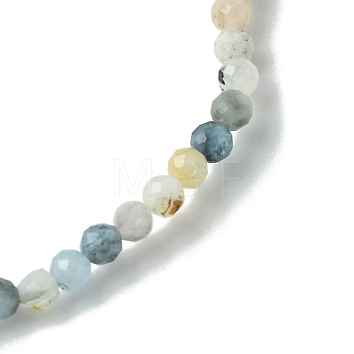 3mm Natural Aquamarine Faceted Round Beaded Stretch Bracelets for Women BJEW-JB10842-01-1