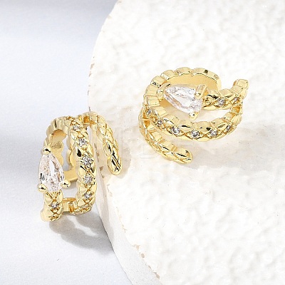 Brass Micro Pave Cubic Zirconia Cuff Earrings for Women CU-CBAE7DF-15G-1