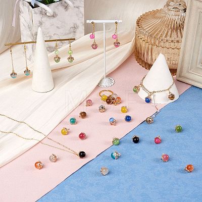 10Pcs Gemstone Charm Pendant Crystal Quartz Healing Natural Stone Pendants Buckle for Jewelry Necklace Earring Making Cra JX599E-1