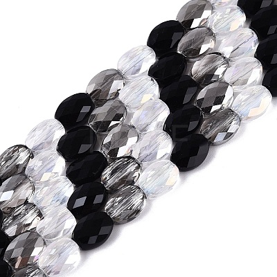 Electroplate Imitation Jade & Opaque & Transparent Glass Beads Strands EGLA-Q135-6x8MM-01H-1