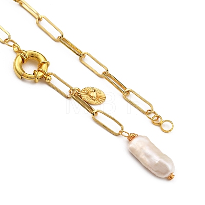 Natural Baroque Pearl Keshi Pearl Lariat Necklaces NJEW-JN03042-1