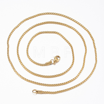 304 Stainless Steel Box Chain Necklaces NJEW-L450-05G-1