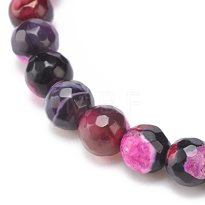 Natural Fire Crackle Agate & Lava Rock Stretch Bracelet BJEW-JB08362-04-1