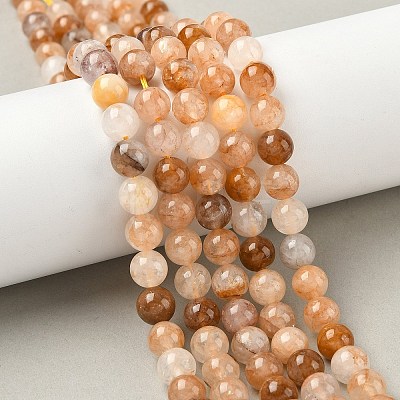 Natural Yellow Hematoid Quartz/Golden Healer Quartz Beads Strands G-D334-A02-8mm-1