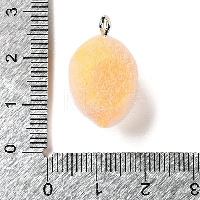 Fruit Theme Flocking Opaque Resin Pendants LS-RESI-D017-04C-P-1