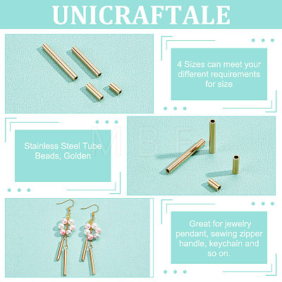 Unicraftale 32Pcs 4 Style Ion Plating(IP) 304 Stainless Steel Tube Beads STAS-UN0049-31-1