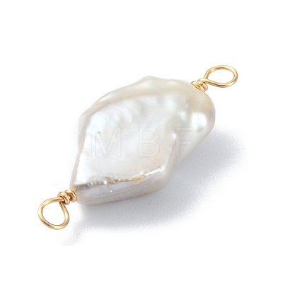 Natural Baroque Pearl Keshi Pearl Copper Wire Wrapped Connector Charms PALLOY-JF02085-01-1