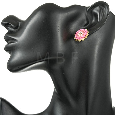 Glass Seed Bead Stud Earrings EJEW-MZ00741-01-1