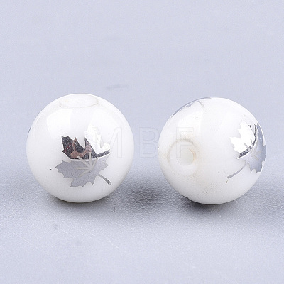 Autumn Theme Electroplate Glass Beads EGLA-S178-10G-1