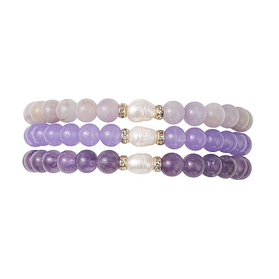 Natural Mixed Gemstone & Cultured Freshwater Pearl Beads Stretch Bracelets for Women BJEW-JB13205-01-1