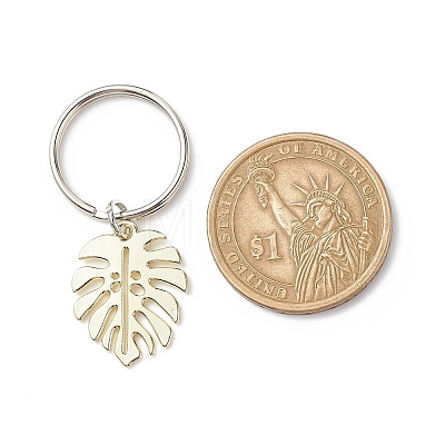 5Pcs Monstera Leaf Alloy Pendant Keychain X-KEYC-JKC00413-1