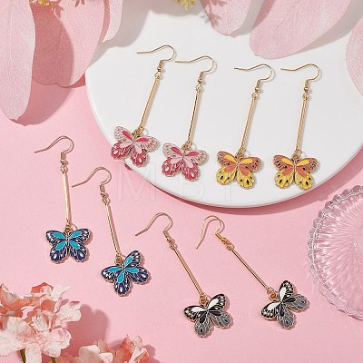 Alloy Enamel Butterfly Dangle Earrings EJEW-JE05604-1