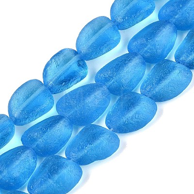 Frosted Handmade Lampwork Beads Strands LAMP-Q041-06B-1