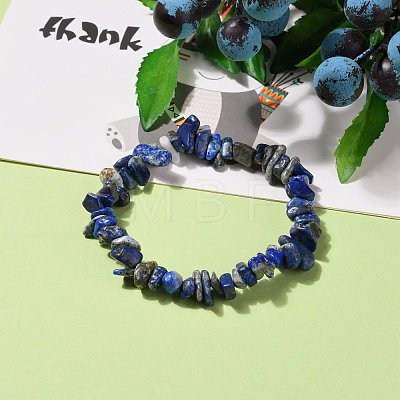 Natural Lapis Lazuli Chip Beads Stretch Bracelets BJEW-JB05765-06-1
