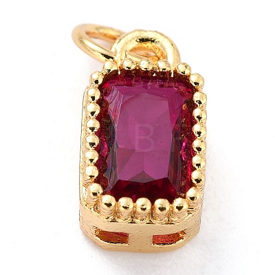 Real 18K Gold Plated Brass Inlaid Cubic Zirconia Charms X-ZIRC-L100-075G-04-1