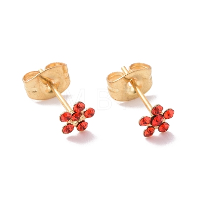 Rhinestone Flower Stud Earrings with 316L Surgical Stainless Steel Pins EJEW-P204-03G-1