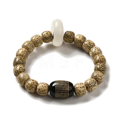 Natural Agate & White Jade & Moon and Star Bodhi Beaded Stretch Bracelets BJEW-B080-04-1