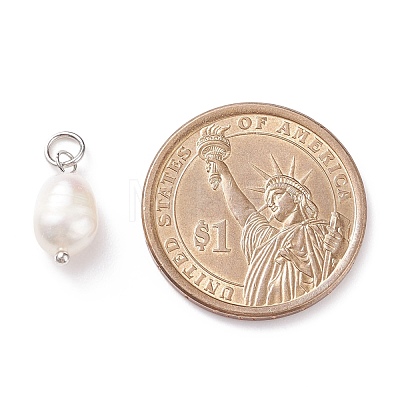 Grade B Natural Cultured Freshwater Pearl Charms PALLOY-JF01497-02-1