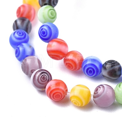 Handmade Millefiori Glass Round Beads Strands X-LK-R004-91-1