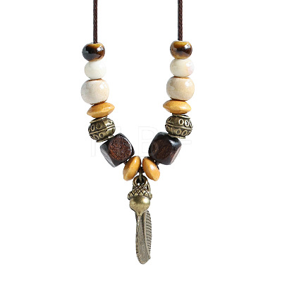 Alloy Pendant Waxed Cord Necklaces FS-WGBC2DA-01-1