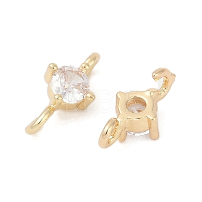 Brass Clear Cubic Zirconia Connector Charms KK-Z094-10G-1