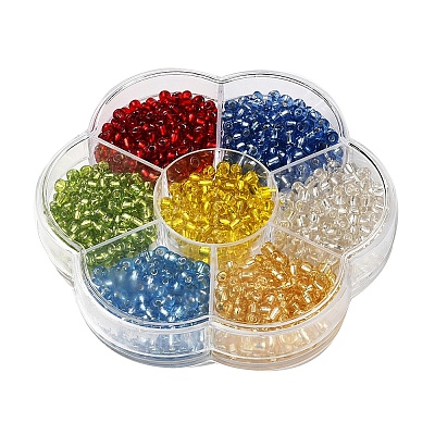 7 Colors Glass Round Seed Beads SEED-YW0001-24C-01-1