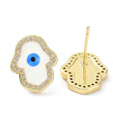 Hamsa Hand /Hand of Miriam with Evil Eye Real 18K Gold Plated Earrings for Men Women Gift ZIRC-C021-37G-1