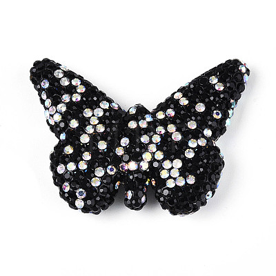 Butterfly Shaped Handmade Polymer Clay Rhinestone Beads CLAY-T023-23D-1