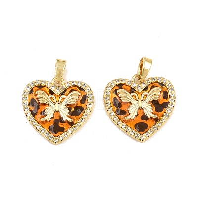 Brass Micro Pave Clear Cubic Zirconia Pendants CU-CBA415D-11G-04-1