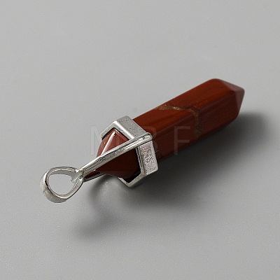 Natural Red Jasper Double Terminal Pointed Pendants G-TAC0001-07A-1