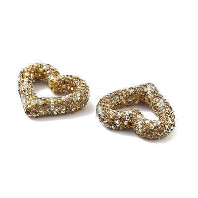 Heart Shape Polymer Clay Rhinestone Beads CLAY-NH0001-09B-06-1