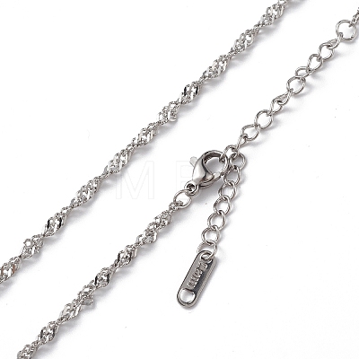 304 Stainless Steel Singapore Chain Necklace for Men Women NJEW-K245-013B-1