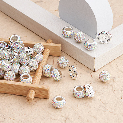 Cheriswelry 100Pcs 4 Styles Pave Disco Ball Beads RB-CW0001-01-1