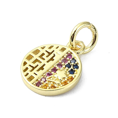 Brass Micro Pave Colorful Cubic Zirconia Pendants KK-H475-18G-03-1