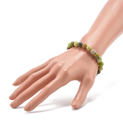 Natural Serpentine Beads Stretch Bracelet for Men Women for Her BJEW-JB06990-02-1