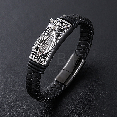 Punk Braided PU Leather Cord Bracelets IC2767-3-1