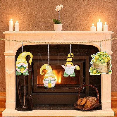 Lemon Theme Wooden Pendant Decorations WOOD-WH0037-004-1