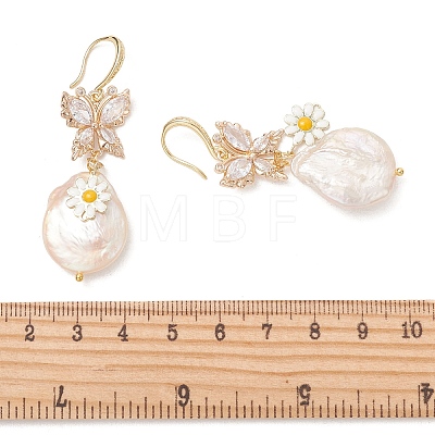 Natural Baroque Pearl Keshi Pearl Dangle Earrings EJEW-JE07241-1