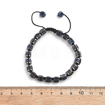 Adjustable Natural Sodalite and Non-magnetic Synthetic Hematite Braided Bead Bracelets BJEW-Z090-01C-1